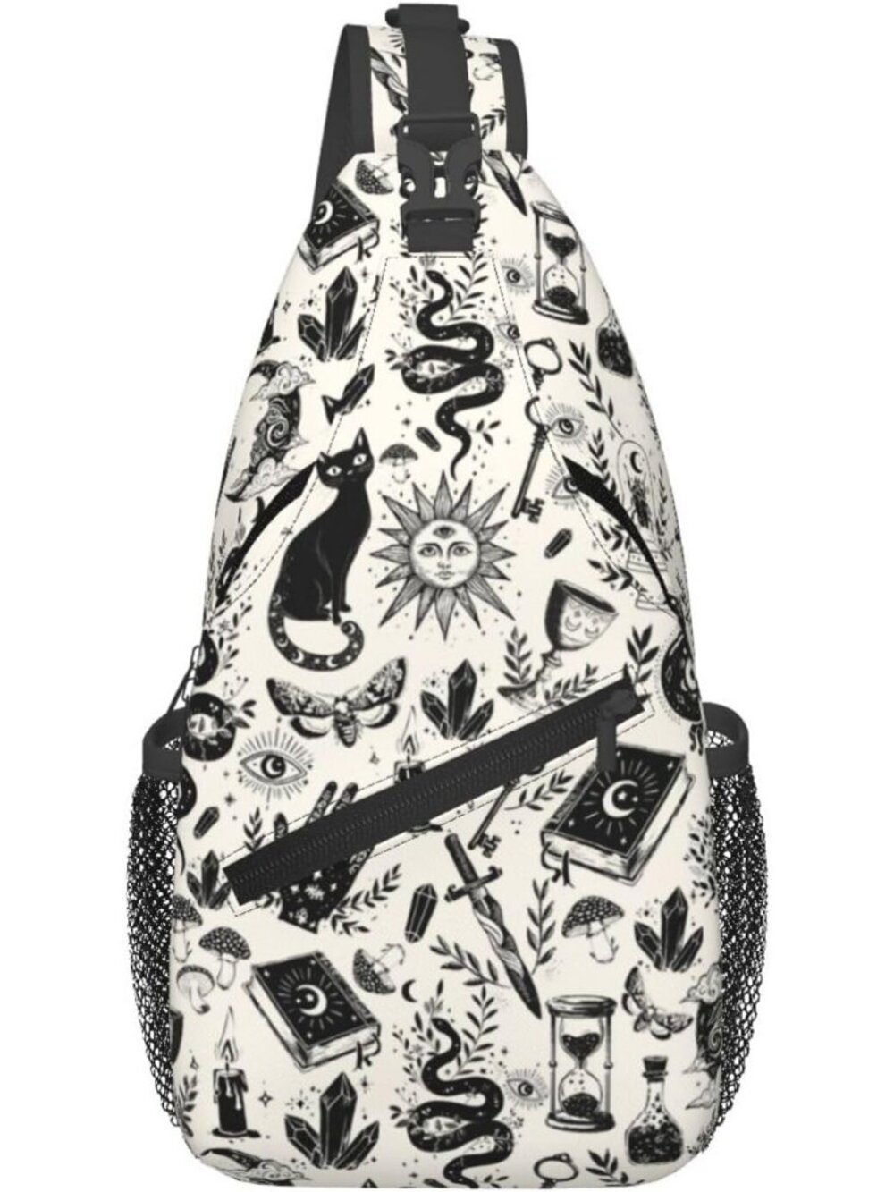 Unisex Bohemia Board Skeletons Sling Backpack Chest Hiking Travel Crossbody Bag